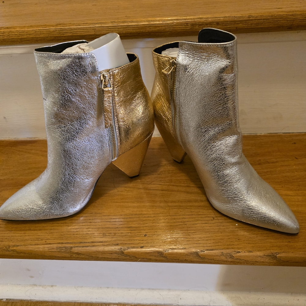 Kenneth Cole Metallic Silver and Gold Heeled Boots